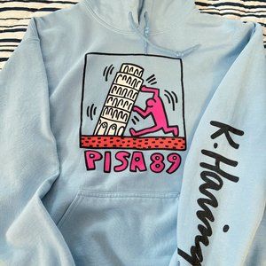 Keith Haring Hoodie Pop Art Pisa 89 Signature Blue Hoodie